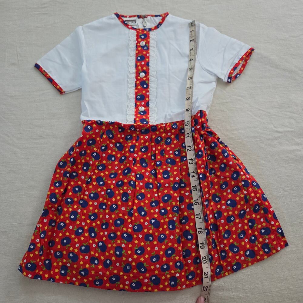Vintage 70s Apples + Floral Dress 4t - Picture 4 of 6